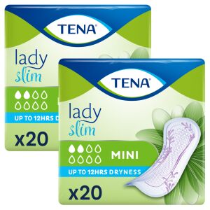Tena Lady Slim Mini Inkontinenz Einlagen, 2 Packungen mit je 20 Stück - Häusliche Pflege