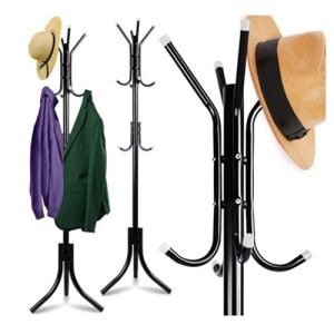 Suport mobil practic pentru haine negru cu pălărie și haine - Umerașe