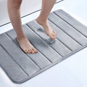 Szürke memóriahabos fürdőszobaszőnyeg csúszásgátló hátlappal használat közben - Retoo