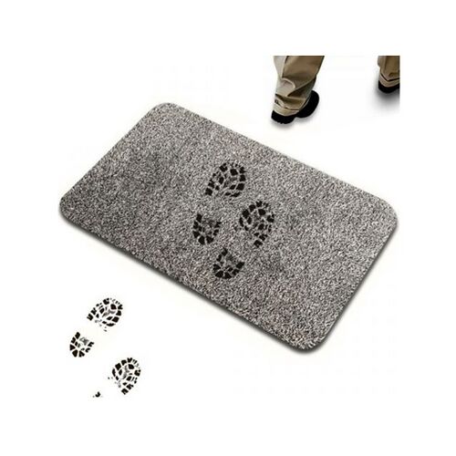 RT Mikroszálas ajtótörlő 70x46 cm - Szürke, szennyfogó bejárati szőnyeg lábnyom mintával
