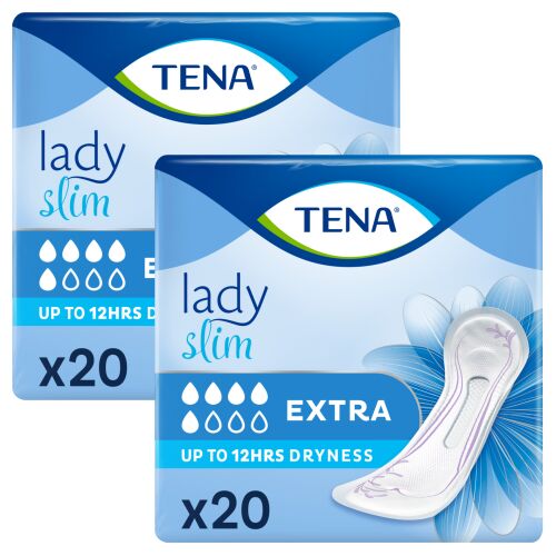 Két csomag Tena Lady Slim Extra inkontinencia betét enyhe vizeletvesztésre, 2 x 20 darab
