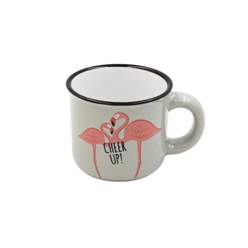 Nekupto hrnček na espresso kávu 80 ml, keramický, sivý, s nápisom "CHEER UP!" 137246768