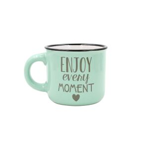 Nekupto Espresso-Kaffeetasse 80 ml, Keramik, grün, Aufschrift „Genieße jeden Moment“ 137246770 - Nekupto