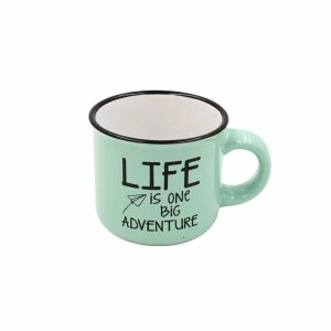 Nekupto Espresso-Kaffeetasse 80 ml, Keramik, grau, Aufschrift „LIFE IS ONE BIG ADVENTURE“ 137246774 - Nekupto