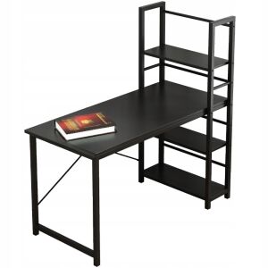 Biurko komputerowe w stylu loft, czarne, z półkami, szerokość 120 cm - Biurko komputerowe