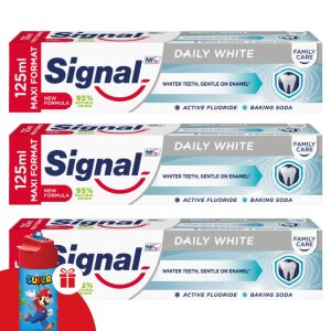 Signal Family Daily White Fogkrém 3 darabos csomag Mario kulaccsal - Signal