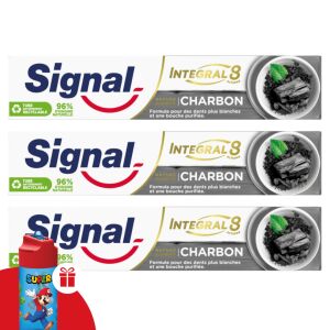 Signal Nature Elements Active Charcoal toothpaste 3-pack with Mario water bottle gift - Toothpaste