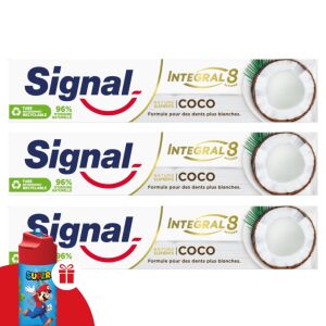 Signal Nature Elements Pastă de dinți Nucă de Cocos pachet de 3 cu sticlă de apă Mario cadou - Pastă de dinți