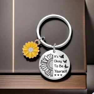 Nem baj, ha önmagad vagy virágos motivációs kulcstartó, inspiráló a barátok számára