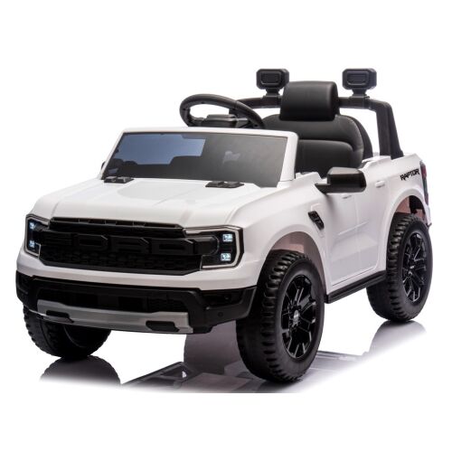 Ford Ranger Raptor fehér elektromos játékautó gyerekeknek, szögletes nézet - Elektromos gyerekjármű