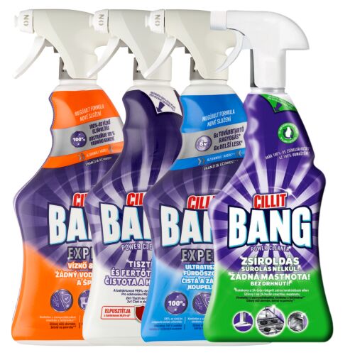 Cillit Bang Czysty Dom Zestaw: Spray do usuwania kamienia, do łazienki, odtłuszczacz i dezynfekujący