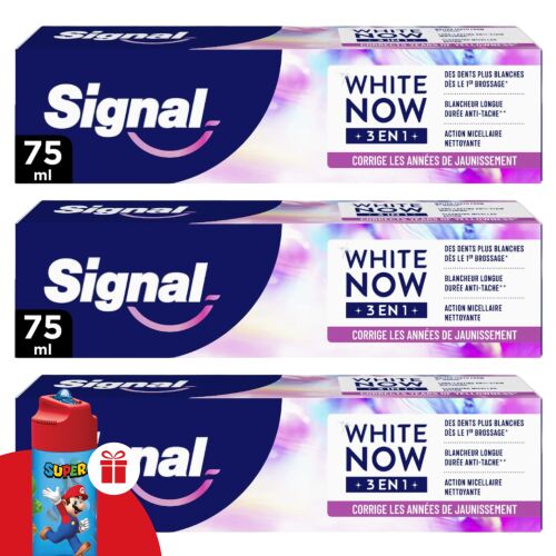 Signal White Now 3in1 Forever Young Toothpaste 3x75ml with Mario Water Bottle Gift