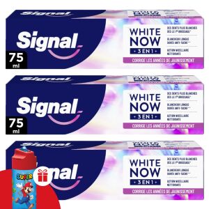 Pasta do zębów Signal White Now 3w1 Forever Young 3x75ml z bidonem Mario w prezencie - Pasta do zębów