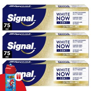 Signal White Now 3w1 Hello Glow Pasta do zębów 3-pak z butelką na wodę Mario w prezencie - Pasta do zębów
