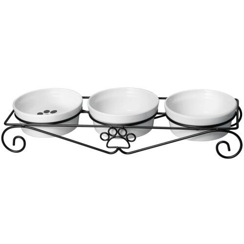 Sada 3 keramických misiek Navaris s motívom zvieratiek, 350 ml, kovový stojan, NAV000025YA001C