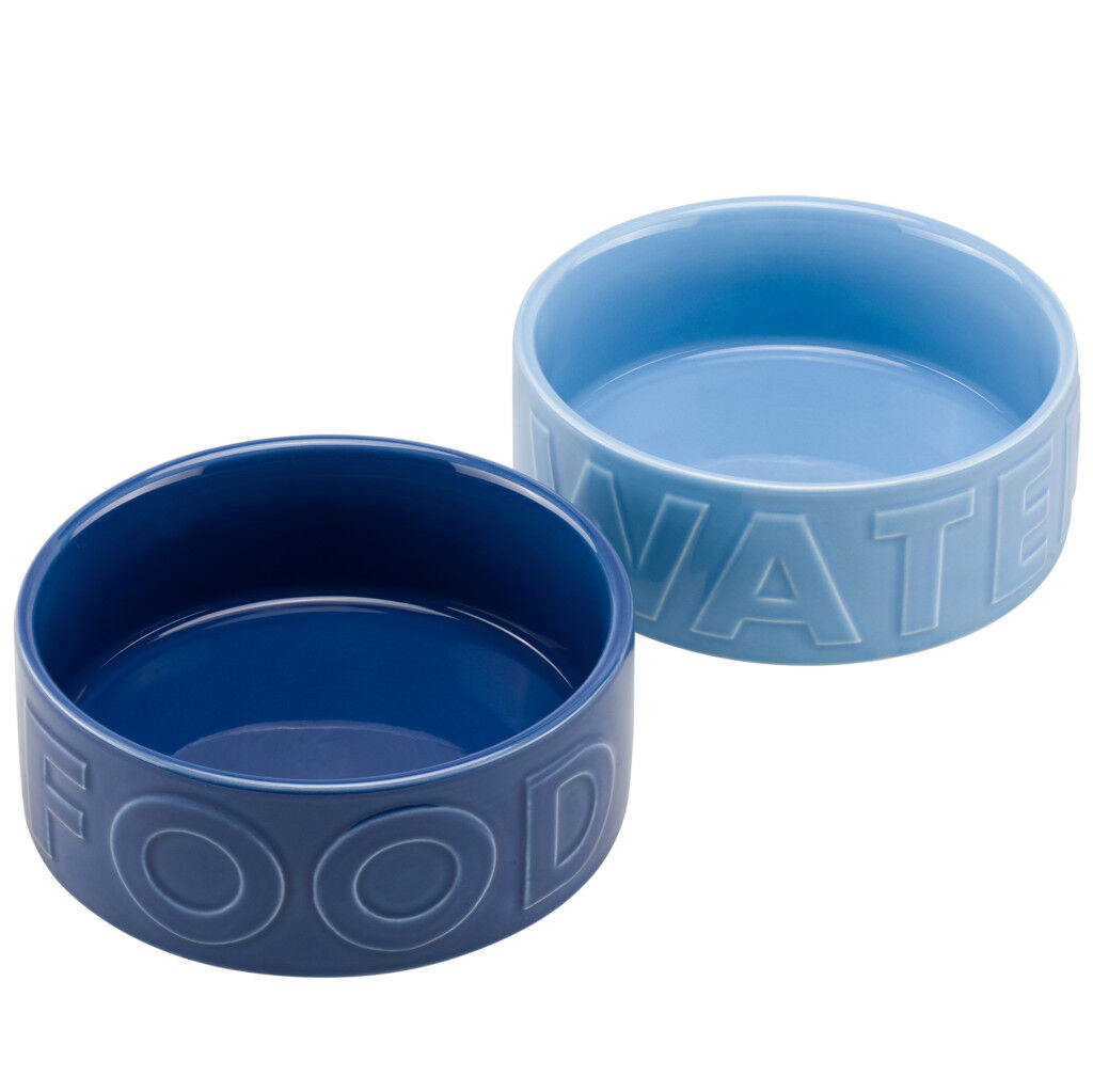 Sada 2 misiek pre psov Navaris, 700 ml, keramické, umývateľné, modré, NAV000025VC001C