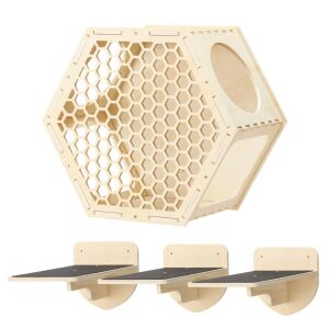 Navaris 3 polcos falra szerelhető macskaketrec, 42x36x22 cm, 61700.01