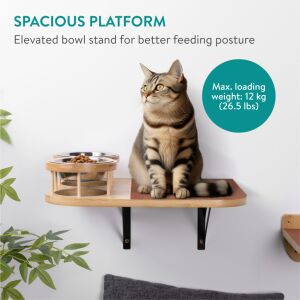 Stație de hrănire pentru pisici Navaris cu trepte, boluri ridicate pentru o postură mai bună - Petshop