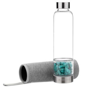 Butelka z kamieni półszlachetnych Navaris, z turkusem, 420 ml, borokrzemian, wieczko ze stali nierdzewnej, 53150.04