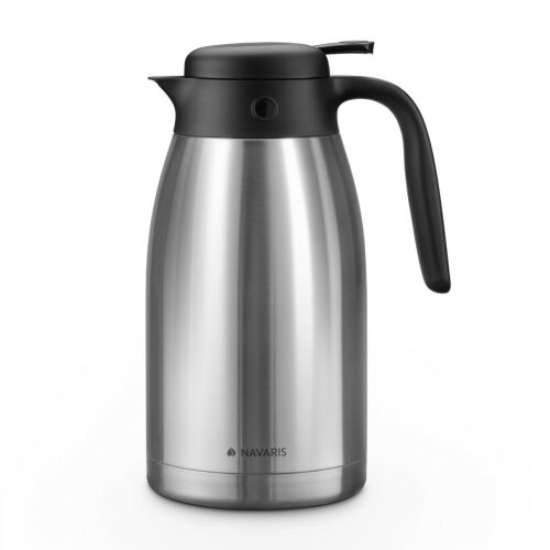 Izolovaná kanvica Navaris, 2,0 l, strieborná, udrží nápoje teplé až 9 hodín, 51053.03