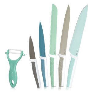 Zestaw noży Navaris w pastelowych kolorach z obieraczką, noże kuchenne ze stali nierdzewnej - Nóż kuchenny