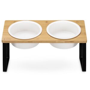 Bol dublu ridicat pentru animale de companie Navaris cu suport de bambus - Petshop