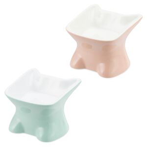 Zestaw 2 ceramicznych misek dla kota Navaris, podwyższone - Zwierzęta gospodarskie