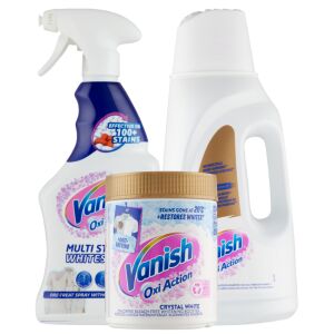Zestaw Vanish Oxi Action do wybielania: Spray do usuwania plam, proszek i płyn - Wybielanie tekstyliów