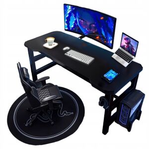 Schwarzer Gaming-Schreibtisch im Loft-Stil mit PC, Monitor und Zubehör - Schlafzimmermöbel