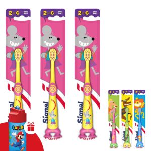 Signal Ultra Soft Szczoteczka do zębów dla dzieci 3-pak z butelką na wodę Mario - Szczoteczka do zębów