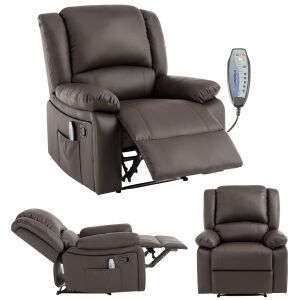 Fotel masujący rozkładany Pepita COMFORT XXL 8 punktów masażu, funkcja ogrzewania, pilot zdalnego sterowania - brązowy