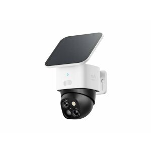 Eufy SoloCam S340 двуобективна охранителна камера със слънчево захранване на бял фон - Охранителна камера