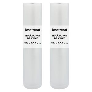 2 tekercses IMA Trend dombornyomott vákuumzacskó vákuumcsomagolóhoz – 25x500cm, univerzális kompatibilitás, átlátszó 137290557 - Konyha & Étkezés