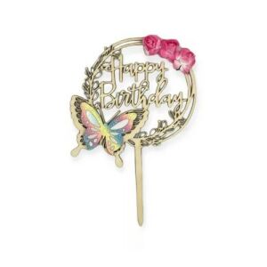 Happy birthday koszorú rózsával és pillangóval, 1 db 137297494 - Party kellék