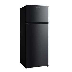 Angled view of Tesla RD2100MBE black refrigerator - Top freezer refrigerator