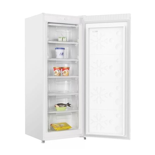 Hausmeister HM3507-6E upright freezer, white, open door showing compartments