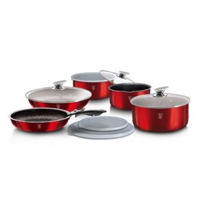 Set de vase Berlinger Haus, burgundy metalic, cu capace de sticlă - Veselă