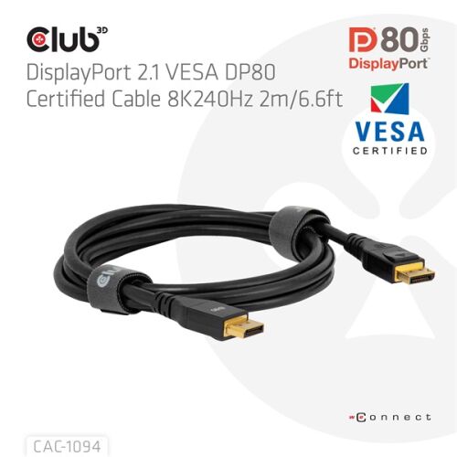 CLUB3D CAC-1094 DisplayPort kábel 2 M Fekete 137304459