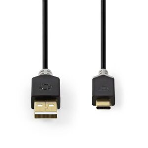 Nedis USB 2.0 A-tól C-ig kábel, 2 méter, Antracit - Adatkábel