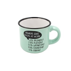 Kubek do kawy Nekupto espresso 80 ml, ceramiczny, zielony, z napisem „ZAWSZE DAJEMY Z SIEBIE 100% W PRACY” 137313715 - Nekupto