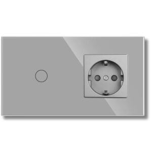 iUni 1Y Silber Touch Lichtschalter und Steckdose Vorderansicht - IUni