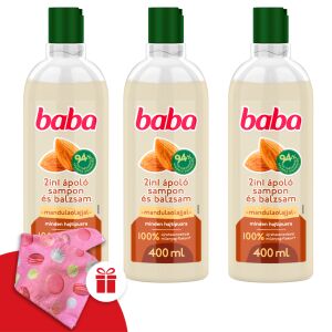 Baba 2in1 Mandelöl Shampoo und Spülung 3er-Set mit gratis Haarturban - Baba