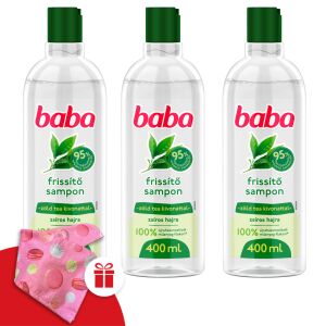 Detský šampón s výťažkom zo zeleného čaju na mastné vlasy 3x400ml + darčekový detský turban na vlasy 137319374 - Baba
