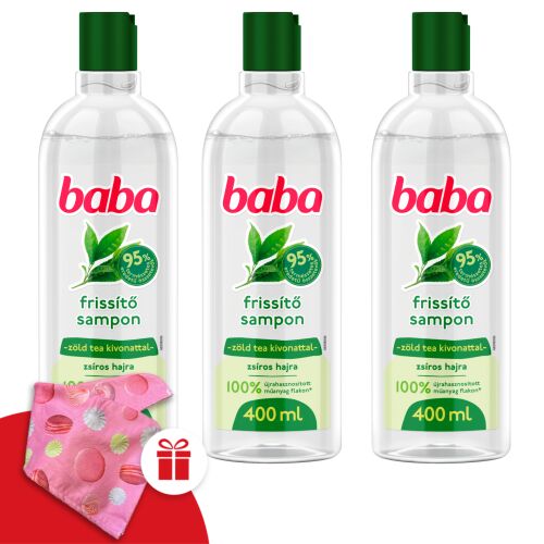 Szampon dla dzieci z ekstraktem z zielonej herbaty do włosów przetłuszczających się 3x400ml + Turban do włosów dla dzieci w prezencie