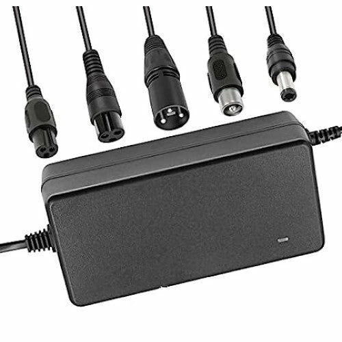 Li-ion Ladegerät 42V/2A mit 5 Anschlussköpfen für Elektroroller, Fahrräder, Hoverboards, Scooter, Schwarz