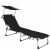 Springos black sun lounger with adjustable canopy