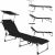 Depreciated! - Springos garden lounger with awning, folding, 120kg - Black 137322011