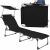 Springos black folding sun lounger with canopy and carry handle