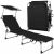 Depreciated! - Springos garden lounger with awning, folding, 120kg - Black 137322011