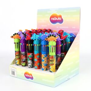 Nebulo Baby Dino 10 színű golyóstoll készlet, 30 darabos display - Nebulo